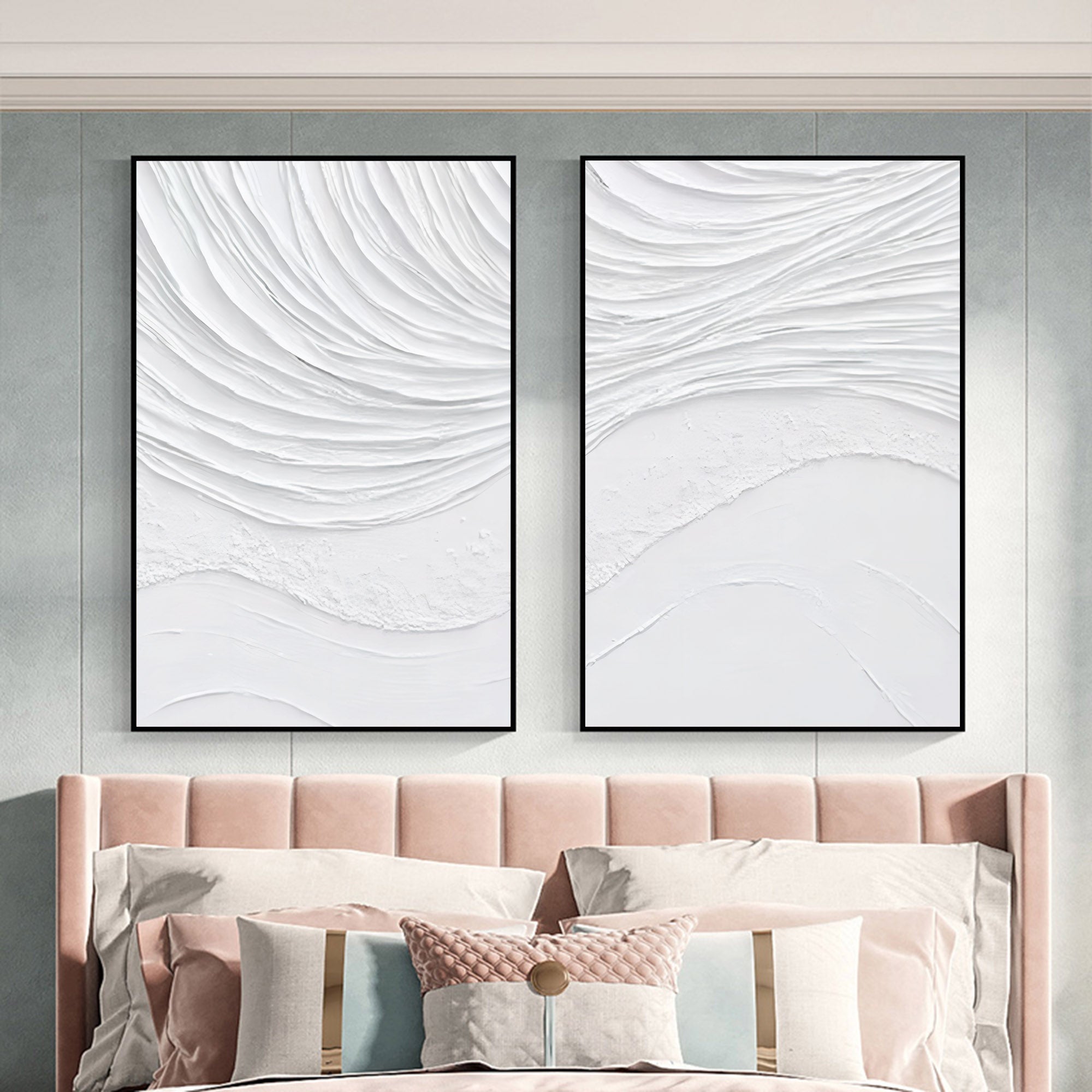 Plaster Art Painting hand - painted Set Of 2 #HM1292