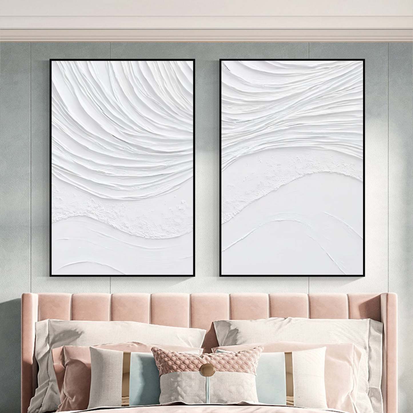 Plaster Art Painting hand - painted Set Of 2 #HM1292