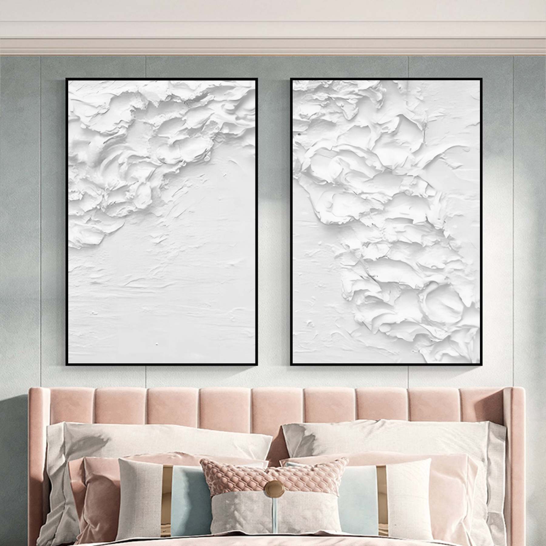 Plaster Art Painting hand - painted Set Of 2 #HM1288