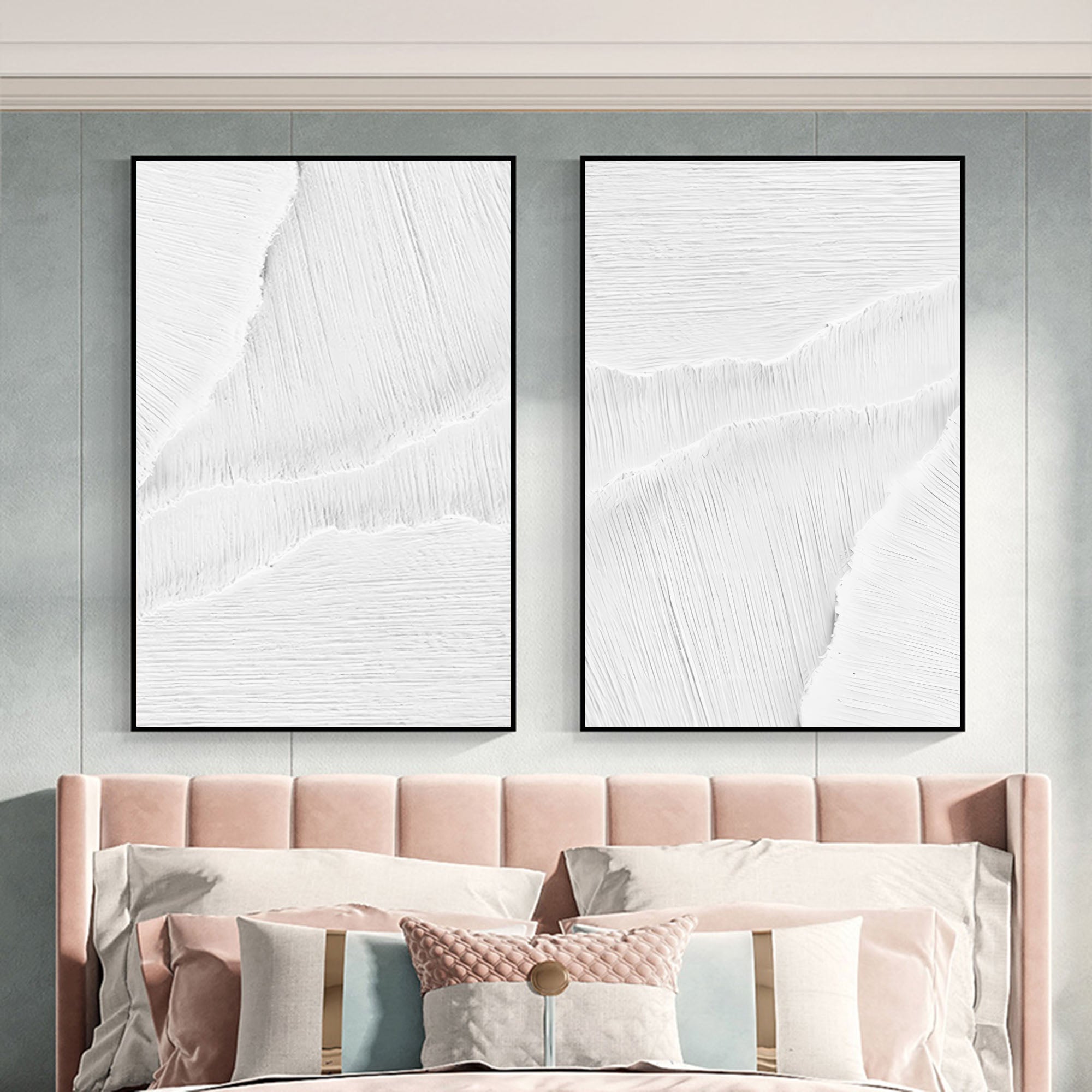 Plaster Art Painting hand - painted Set Of 2 #HM1304