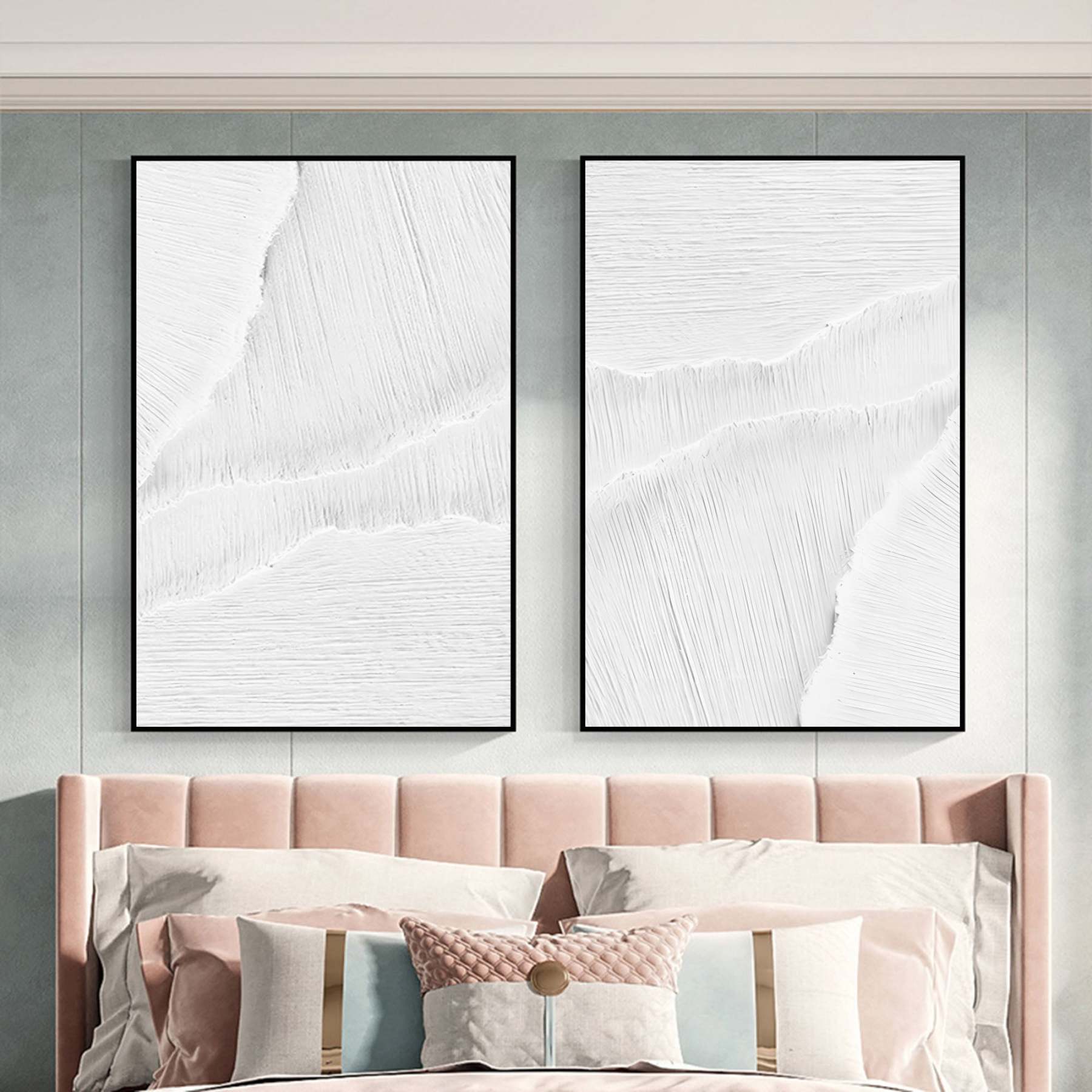 Plaster Art Painting hand - painted Set Of 2 #HM1304