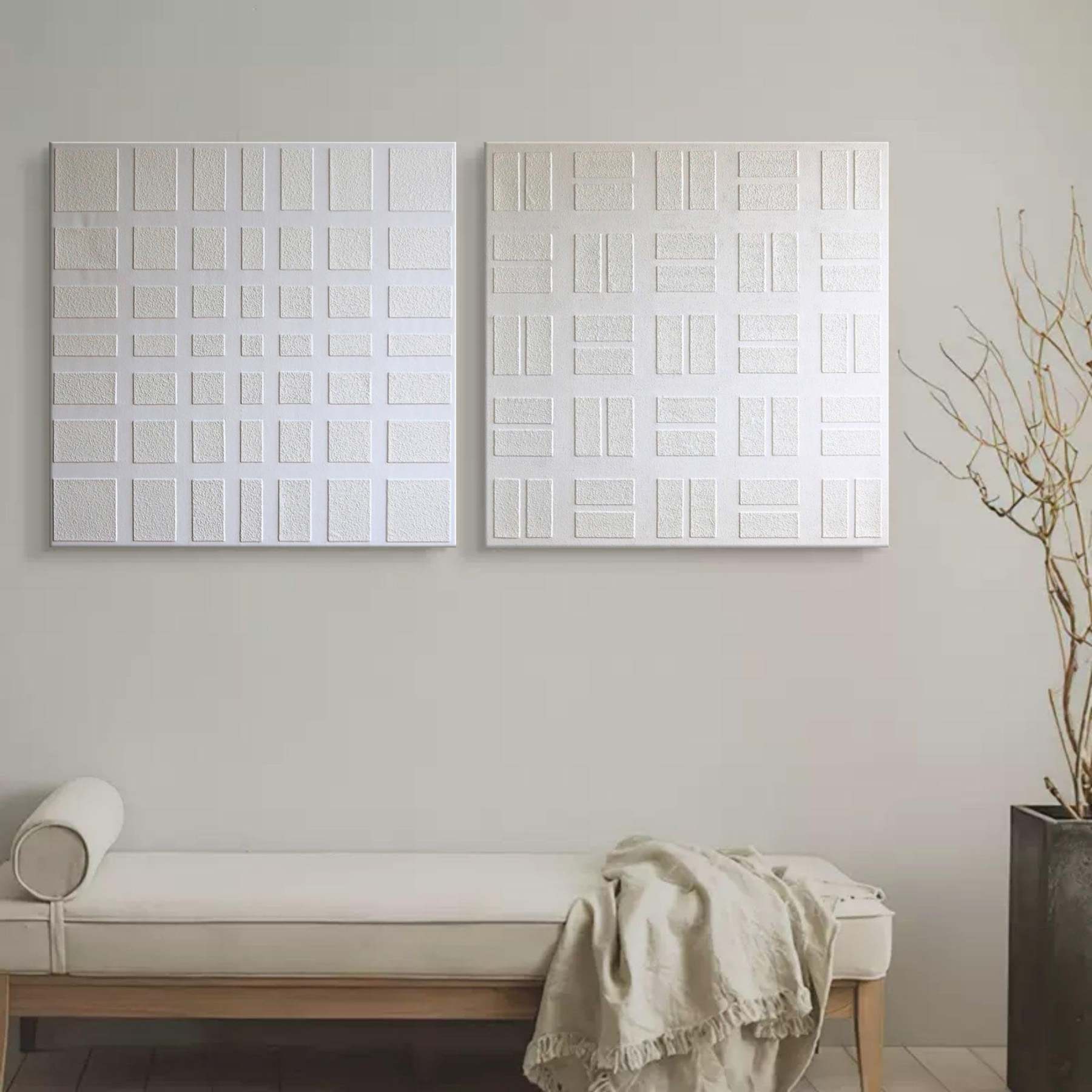 Plaster Art Painting hand - painted Set Of 2 #HM1298