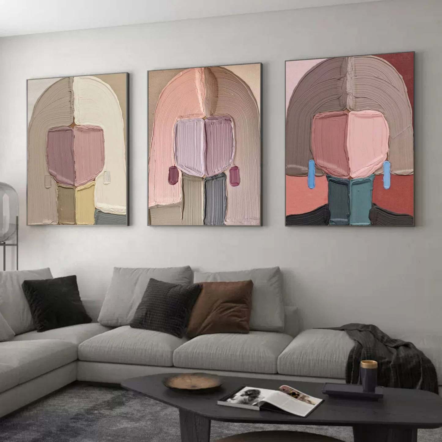 Plaster Art Painting hand - painted Set Of 3 #HM707-Homemural