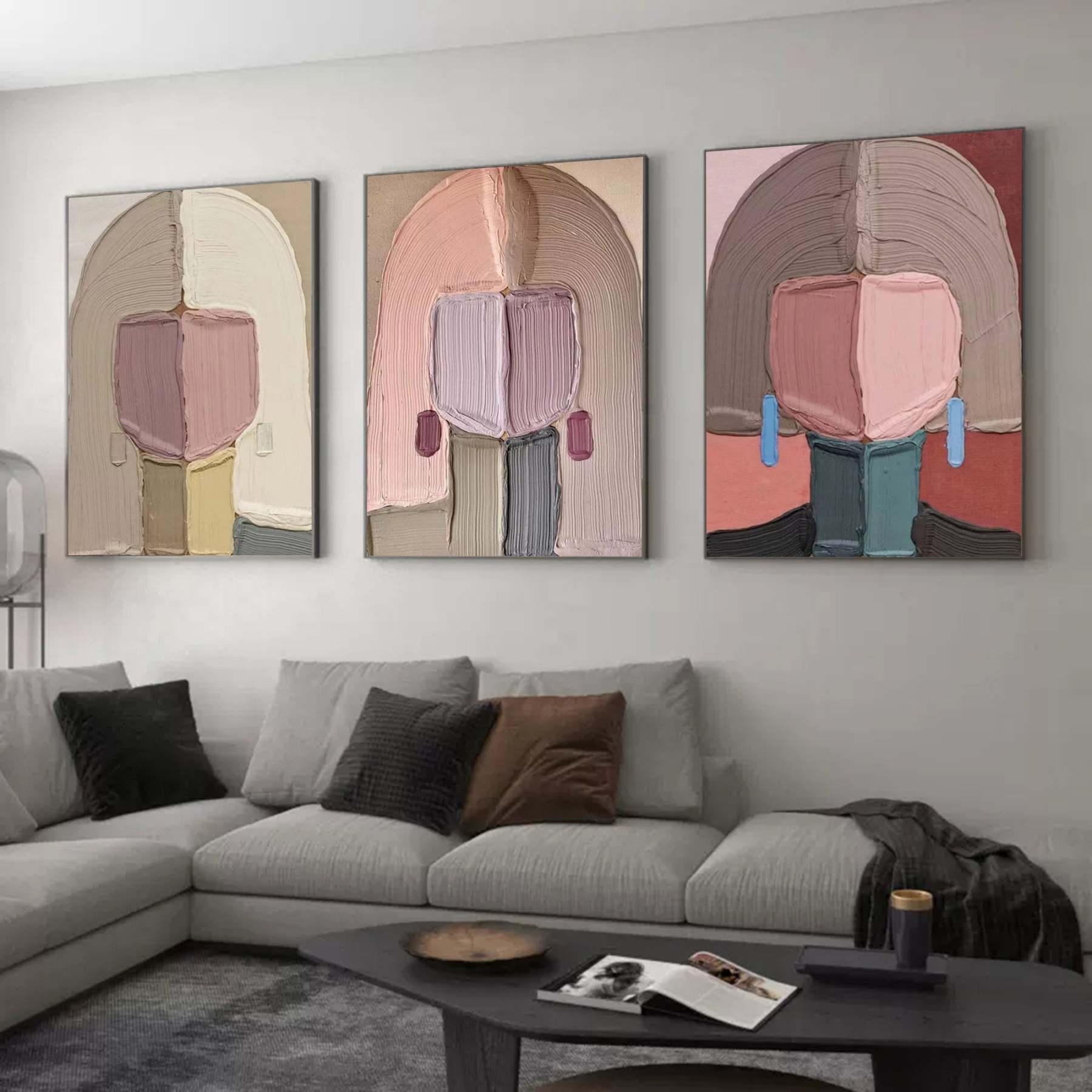 Plaster Art Painting hand - painted Set Of 3 #HM707-Homemural