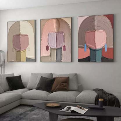 Plaster Art Painting hand - painted Set Of 3 #HM707-Homemural