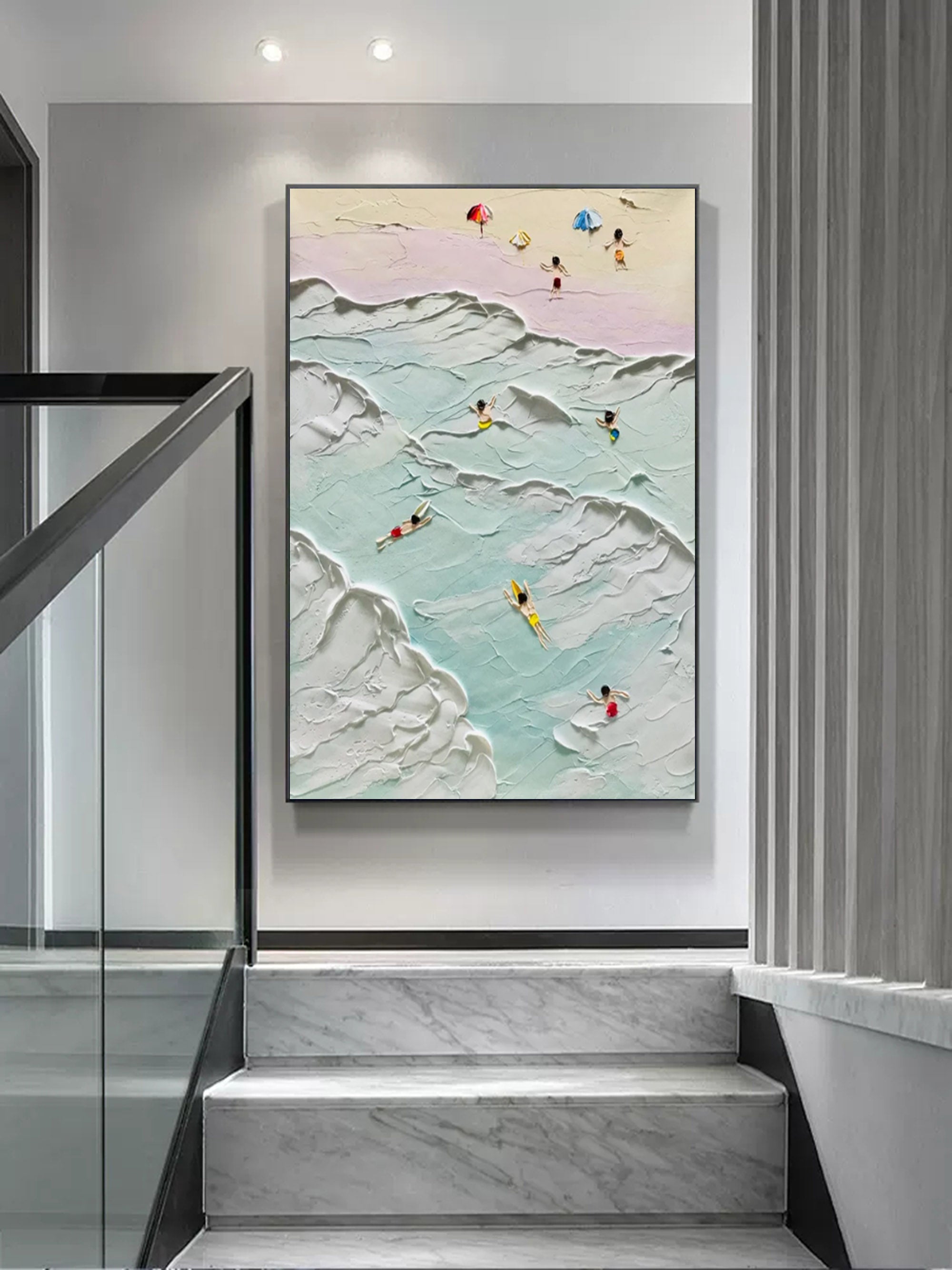 Plaster Art Painting hand - painted #HM385-Homemural