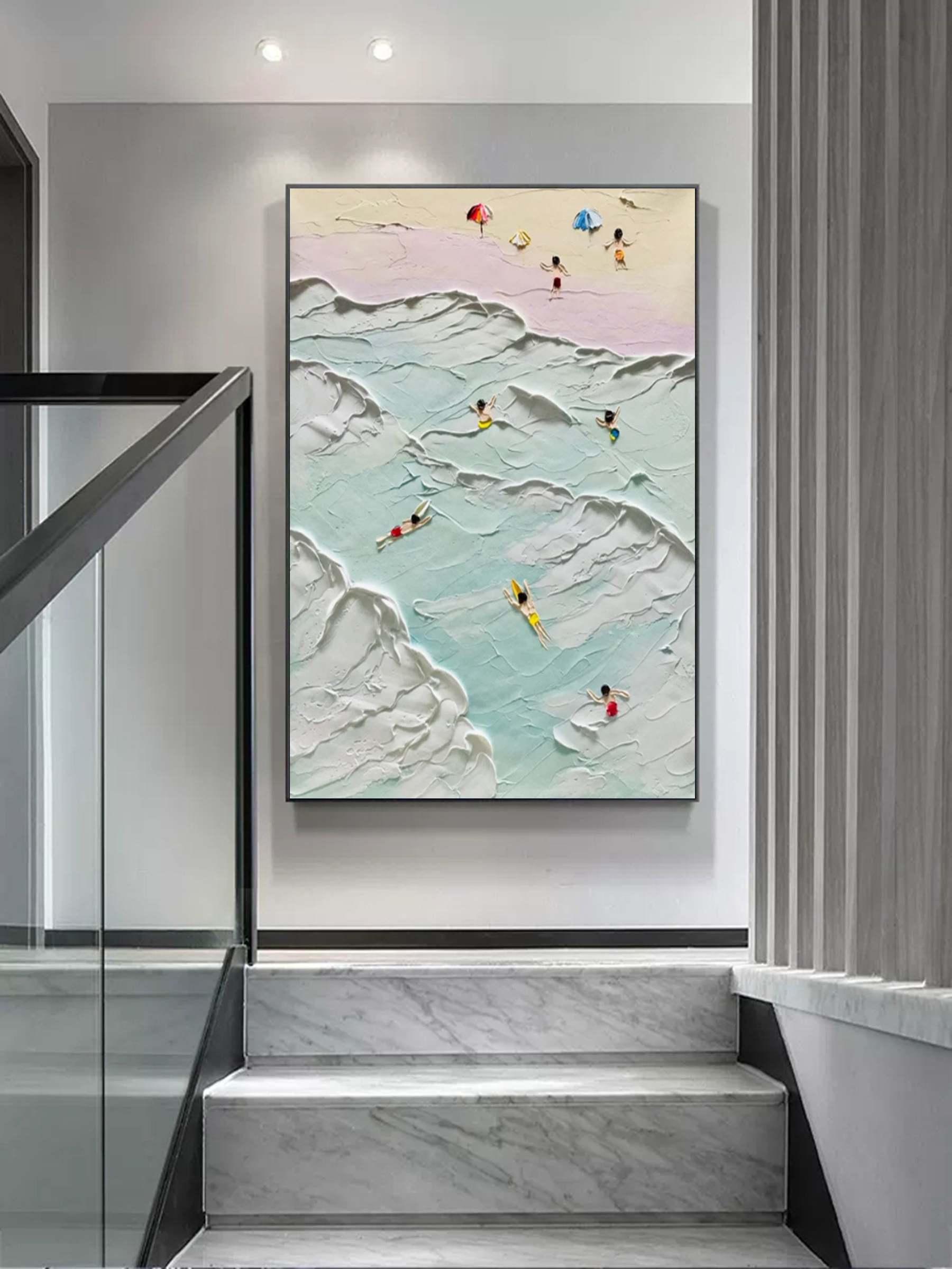 Plaster Art Painting hand - painted #HM385-Homemural