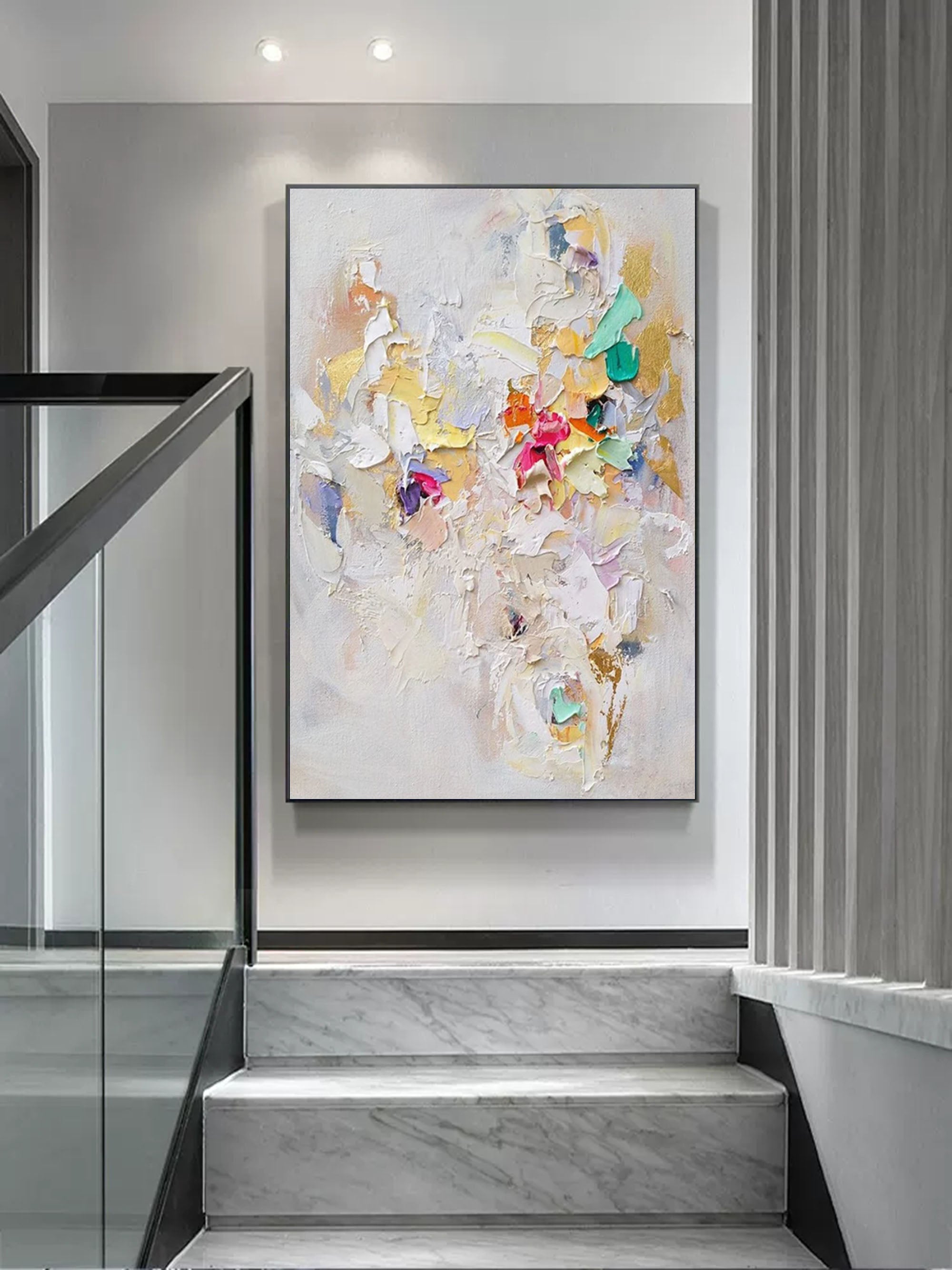 Plaster Art Painting hand - painted #HM697-Homemural