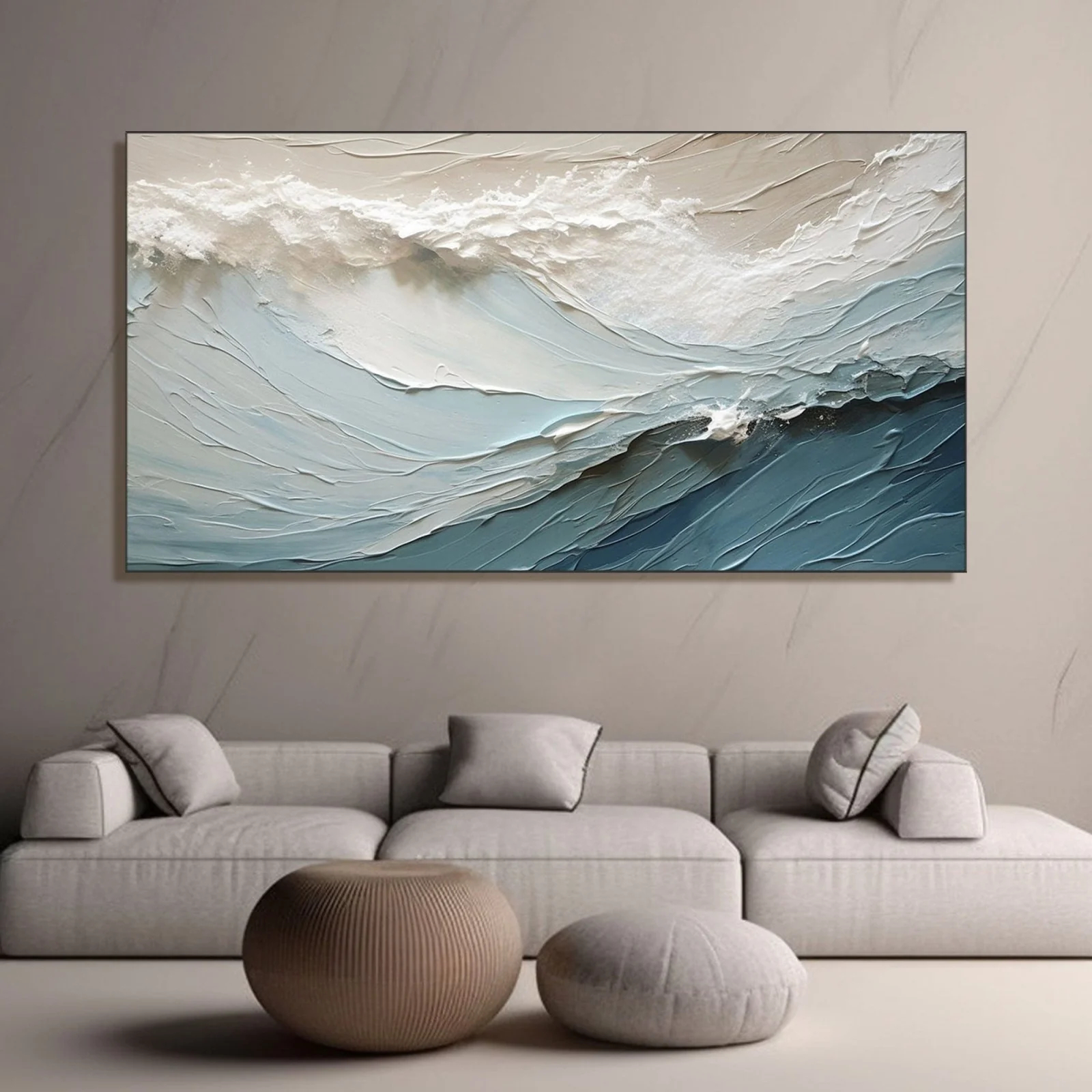 Sea Wave Plaster Art Painting hand - painted #HM736