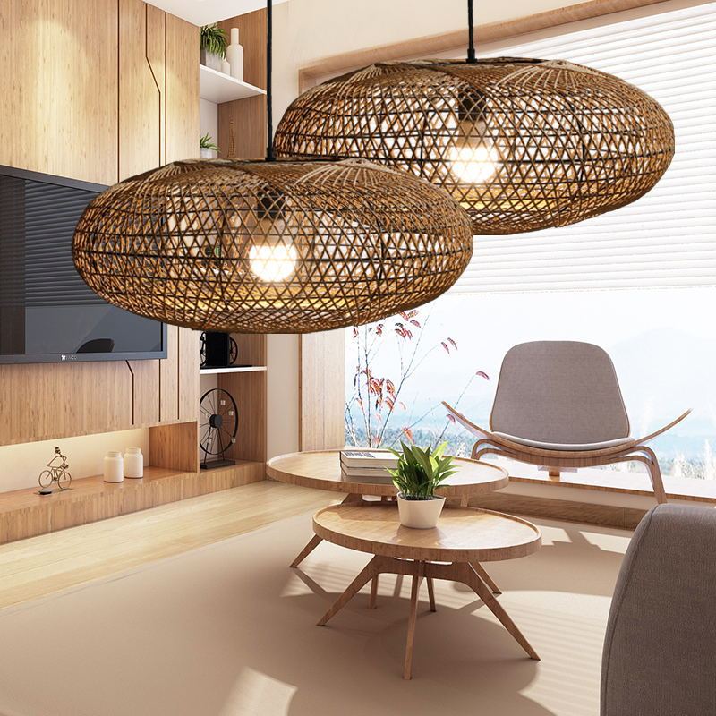 Hand Woven Lantern Shade Pendant Light-yohoLight