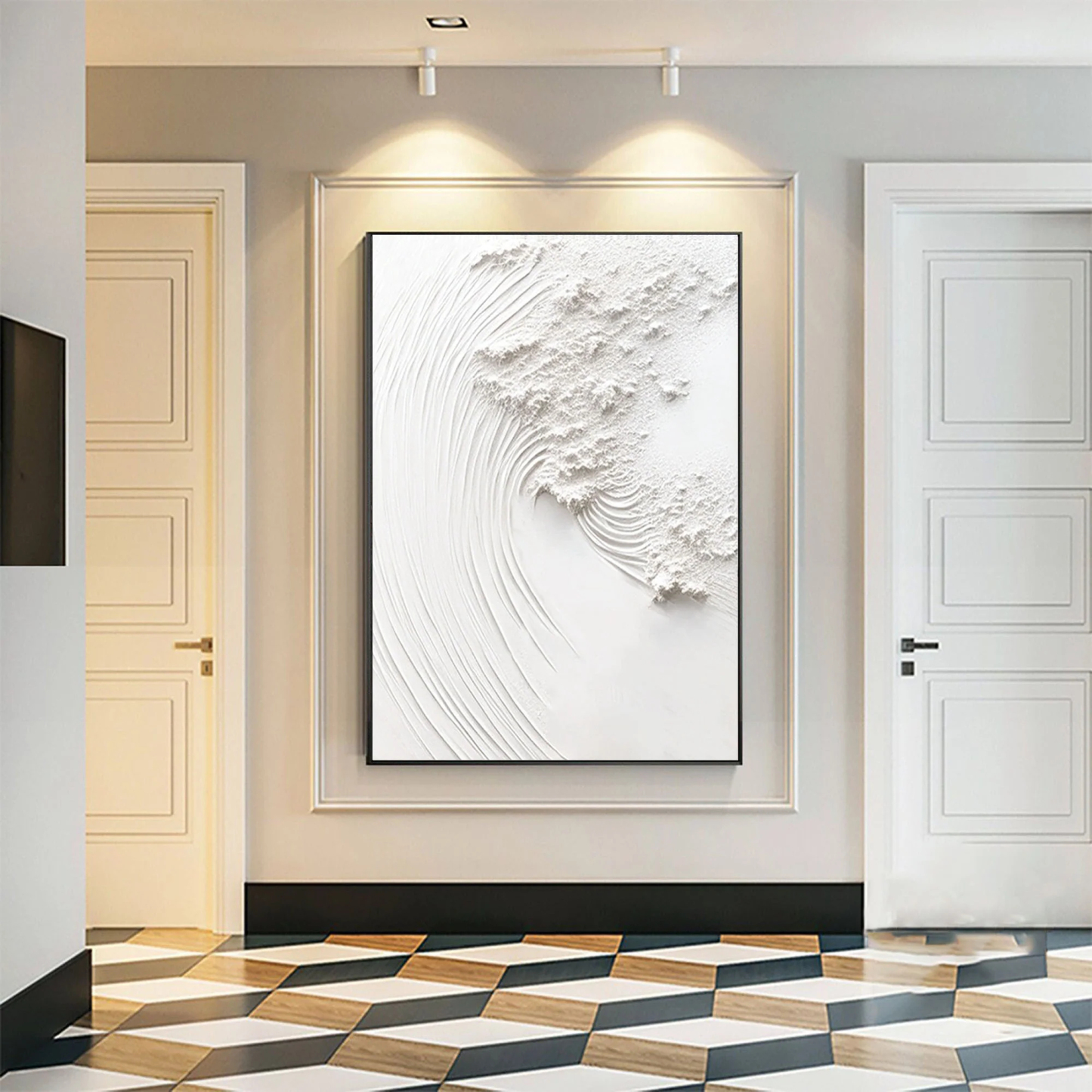 White Plaster Art Painting hand-painted #HM1842