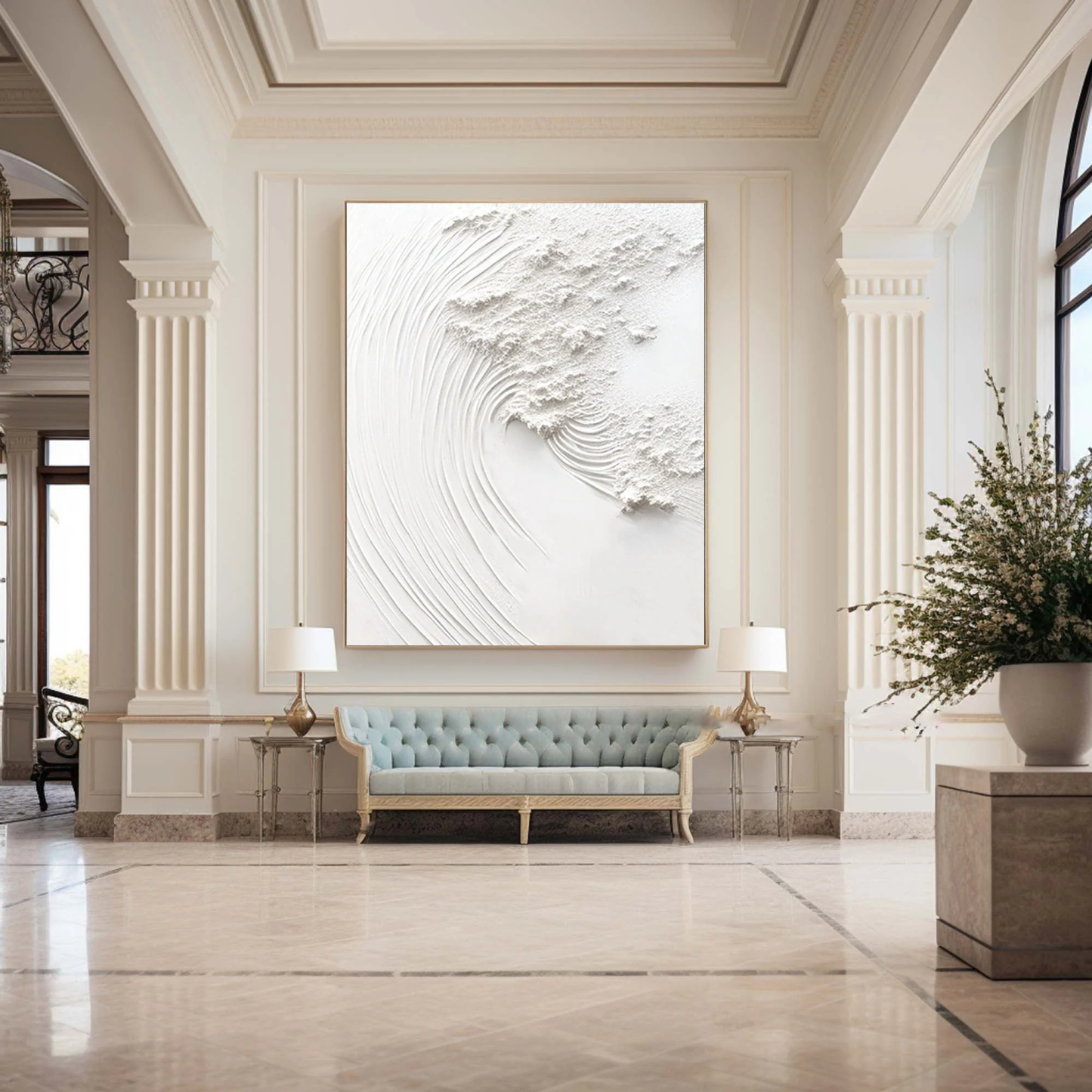 White Plaster Art Painting hand-painted #HM1842