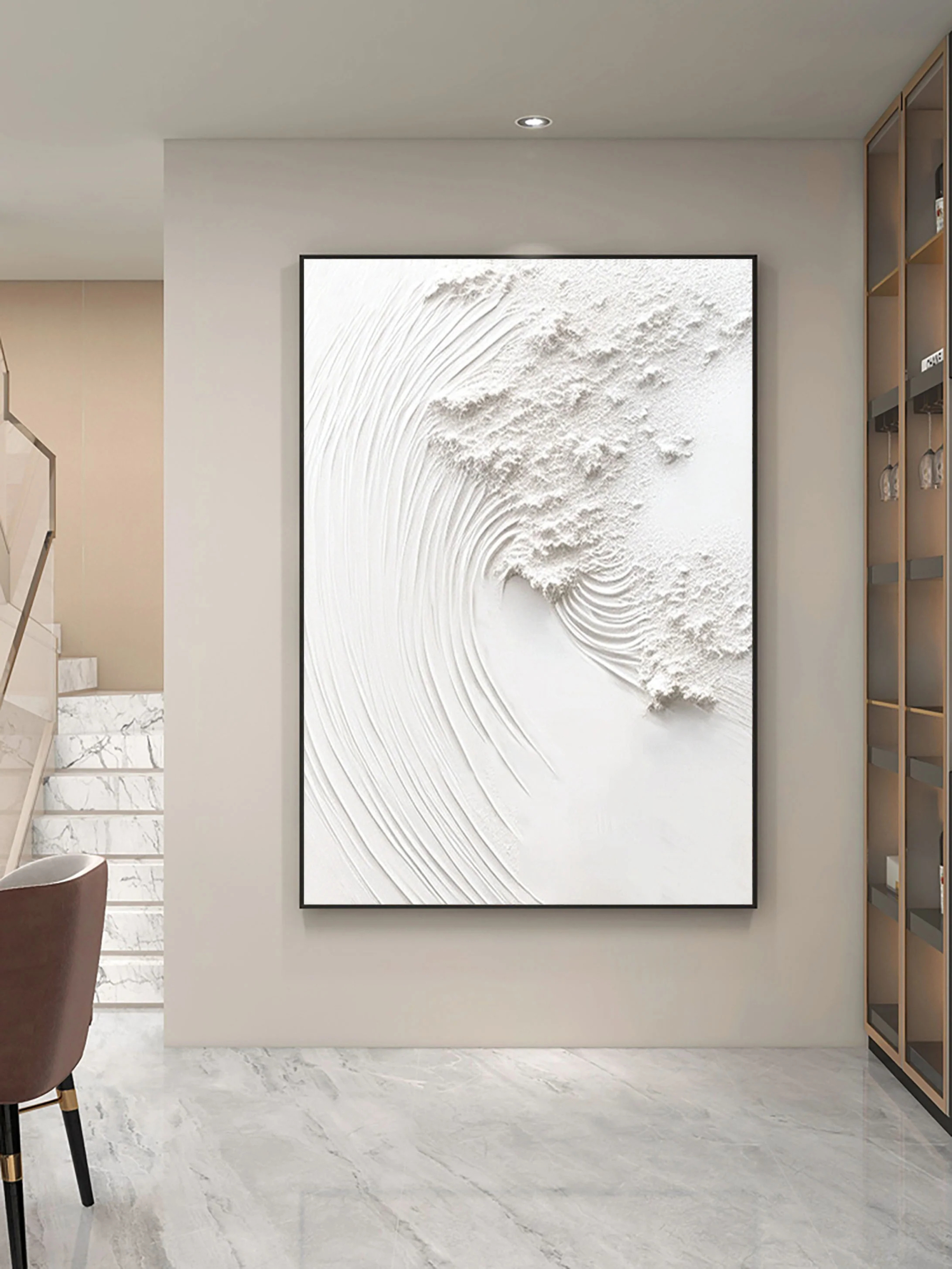 White Plaster Art Painting hand-painted #HM1842