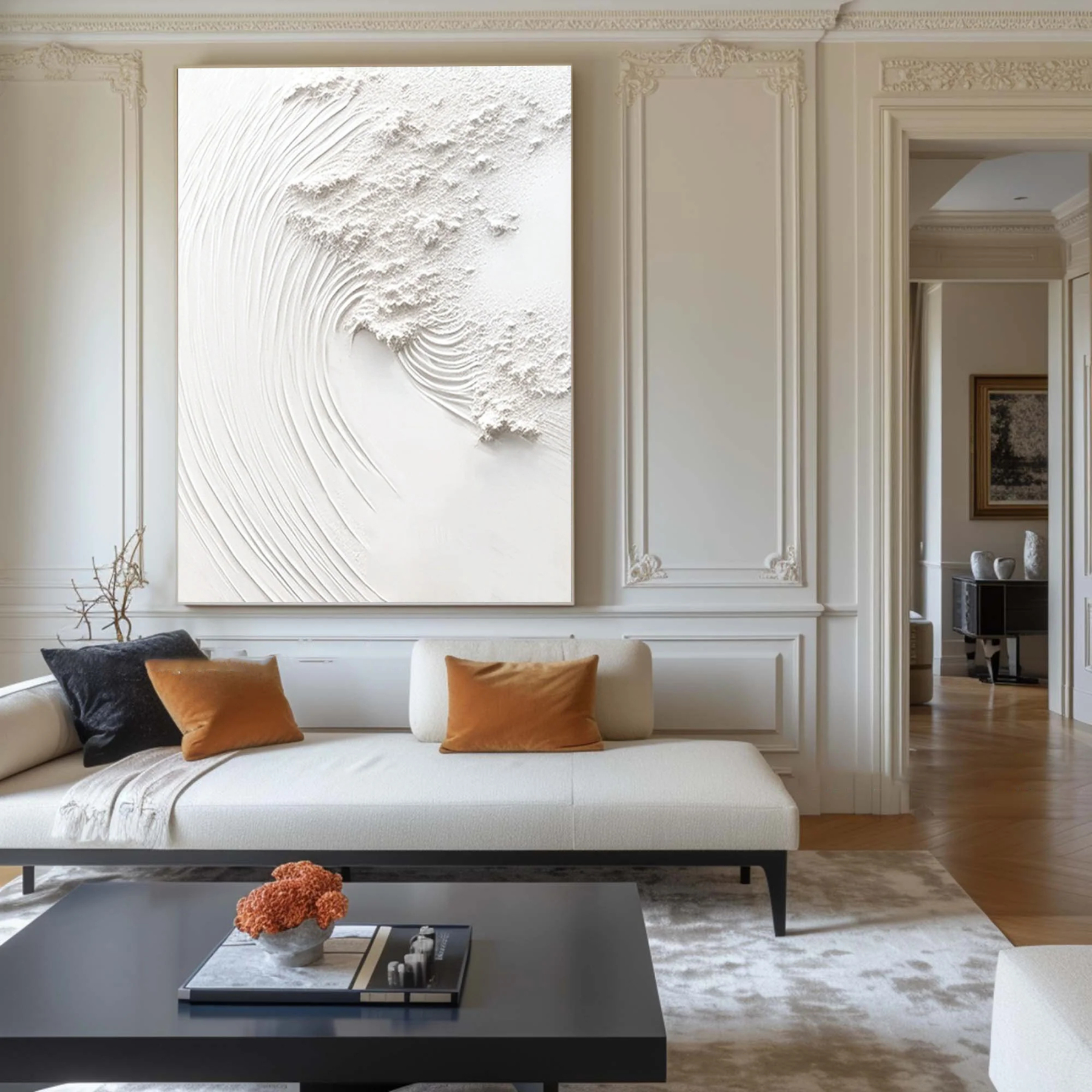 White Plaster Art Painting hand-painted #HM1842
