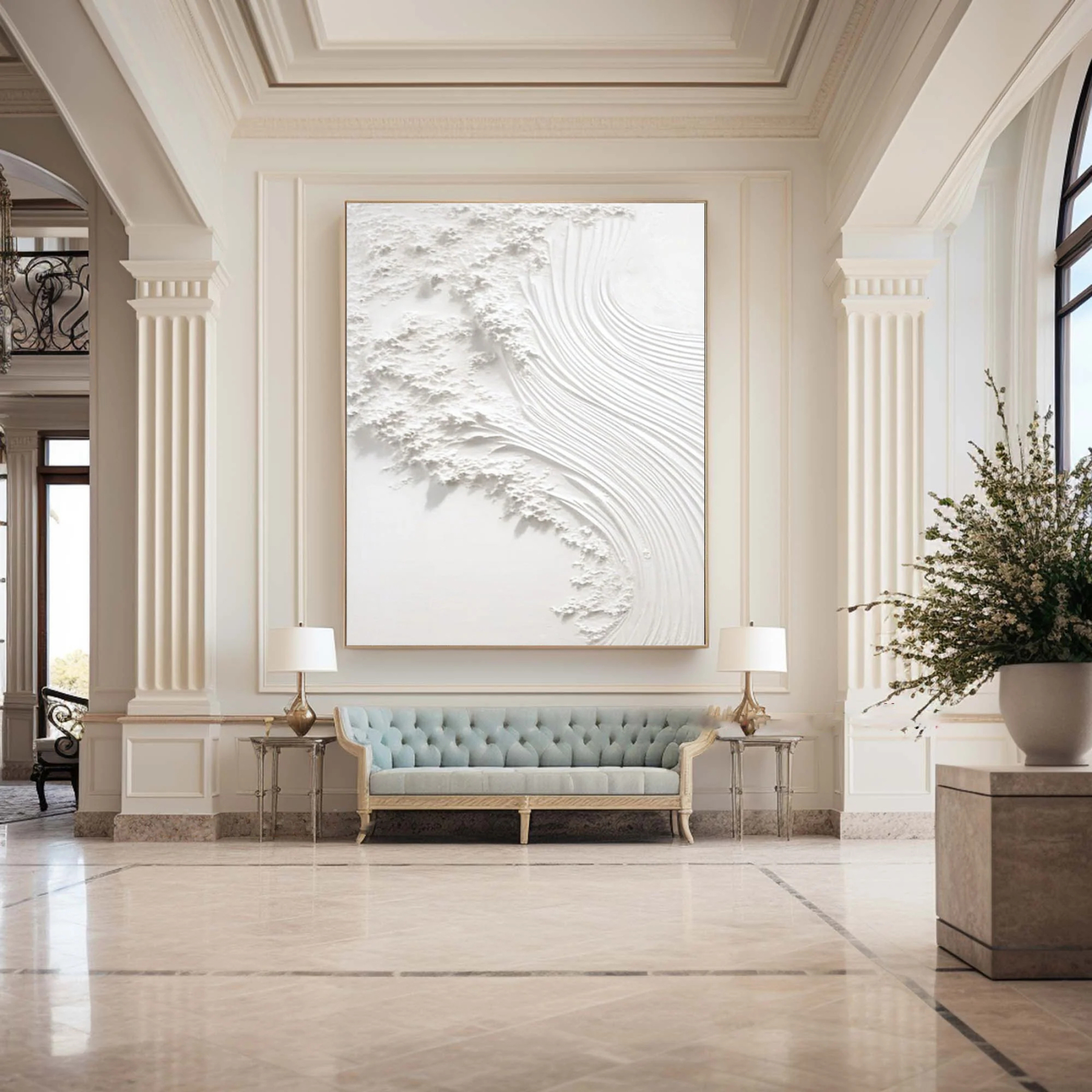 White Plaster Art Painting hand-painted #HM1841