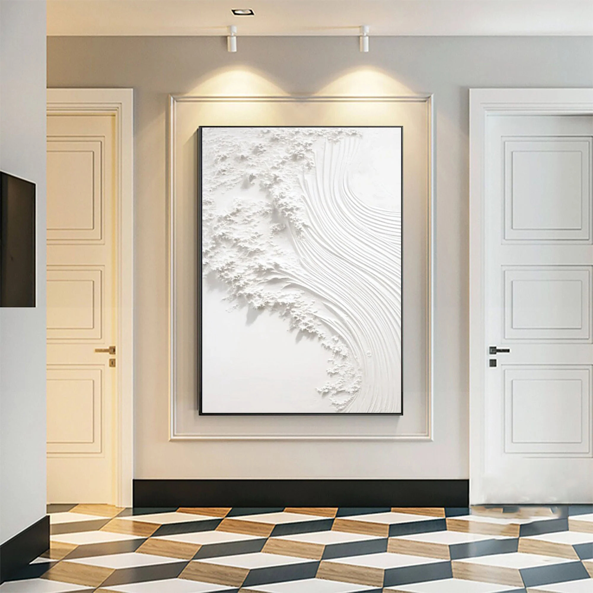 White Plaster Art Painting hand-painted #HM1841