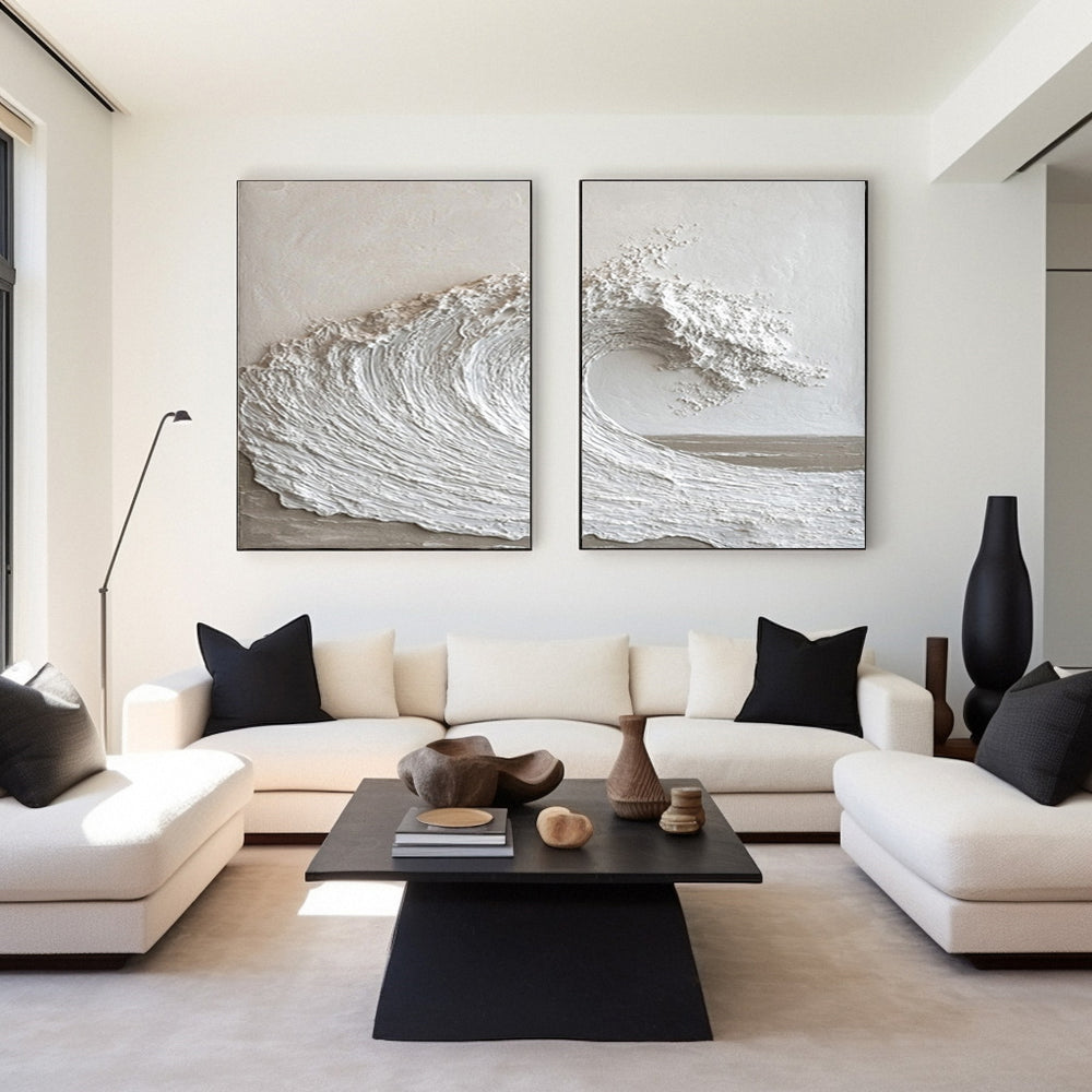 Plaster Art Painting hand - painted Set Of 2 #HM1688