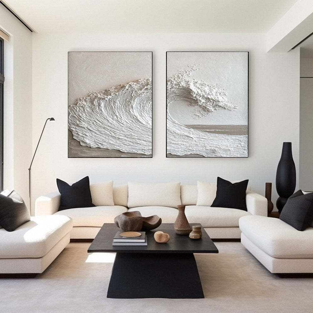 Plaster Art Painting hand - painted Set Of 2 #HM1688