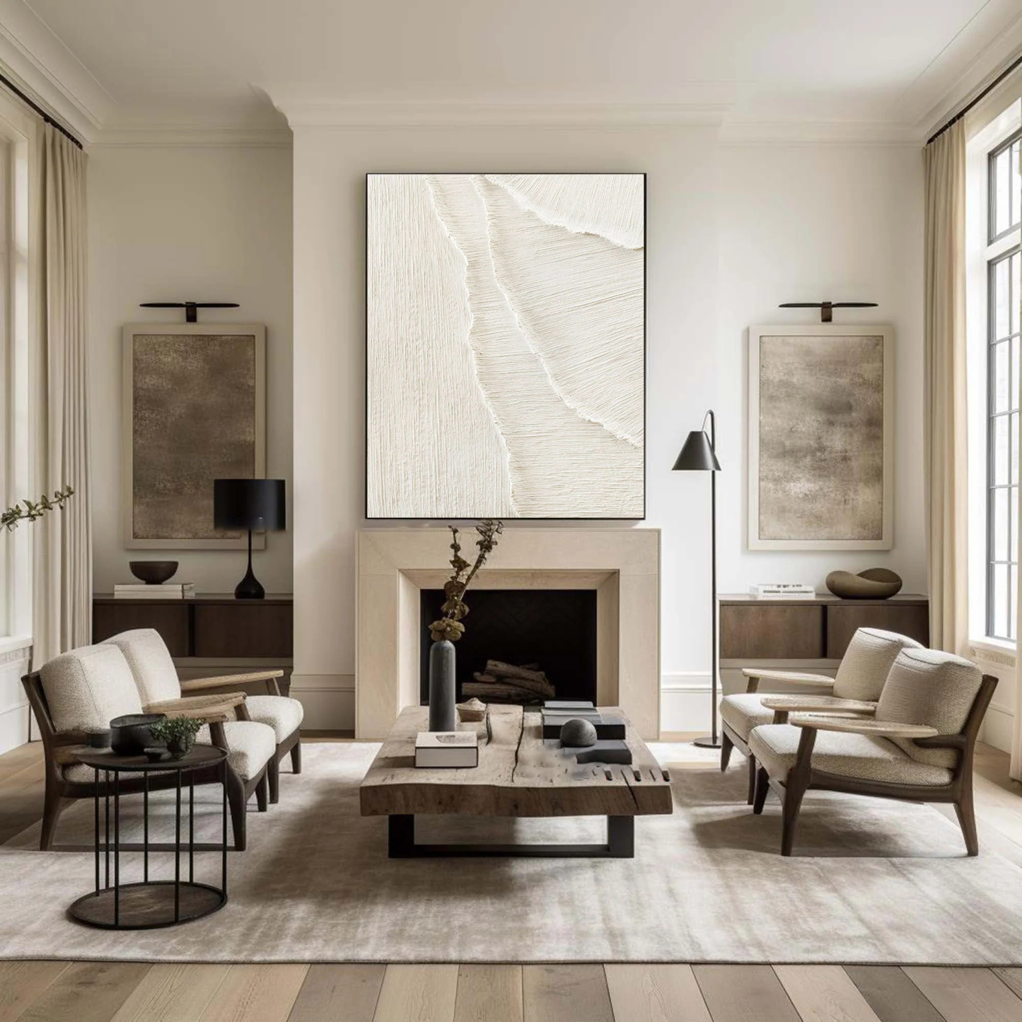 White Minimalist Plaster Art Painting hand-painted #HM1872