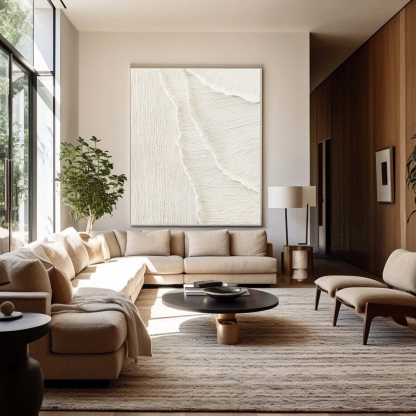 White Minimalist Plaster Art Painting hand-painted #HM1872