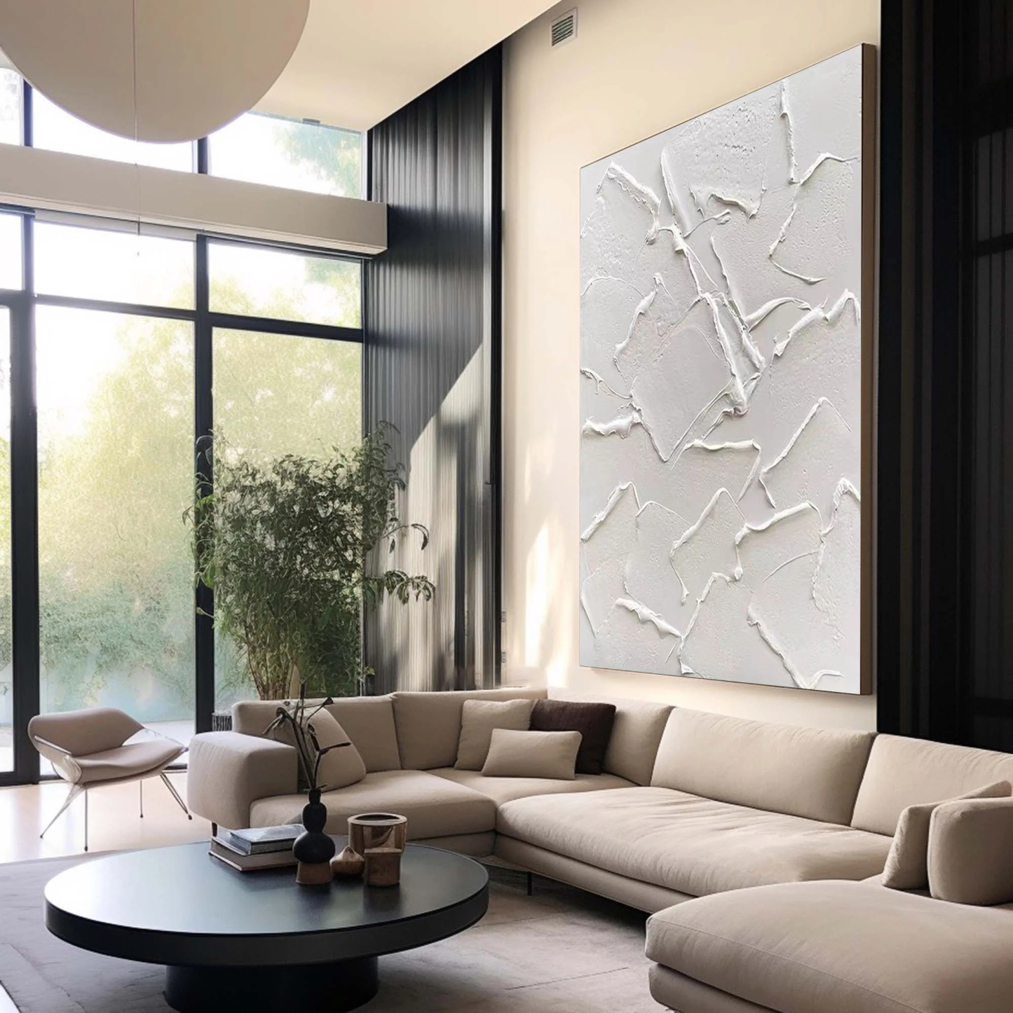 White Minimalist Plaster Art Painting hand-painted #HM1873