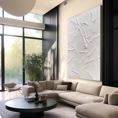 White Minimalist Plaster Art Painting hand-painted #HM1873