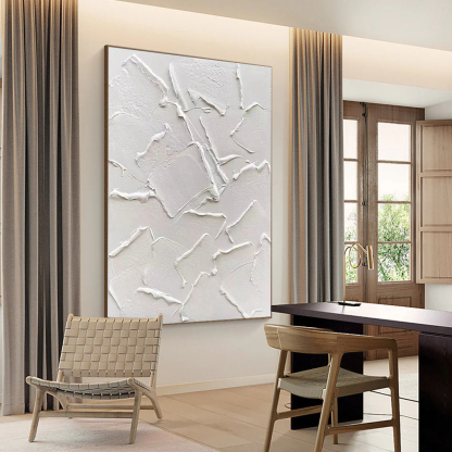White Minimalist Plaster Art Painting hand-painted #HM1873