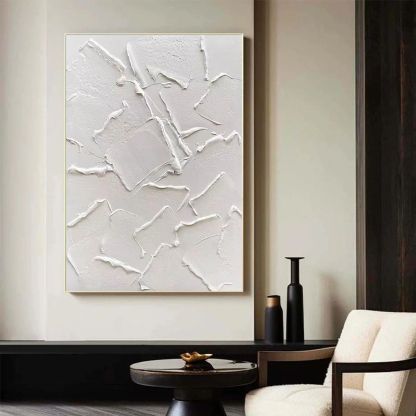 White Minimalist Plaster Art Painting hand-painted #HM1873
