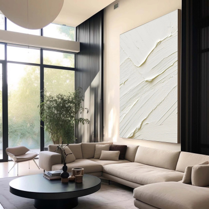 White Minimalist Plaster Art Painting hand-painted #HM1871