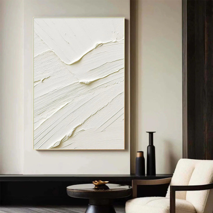 White Minimalist Plaster Art Painting hand-painted #HM1871
