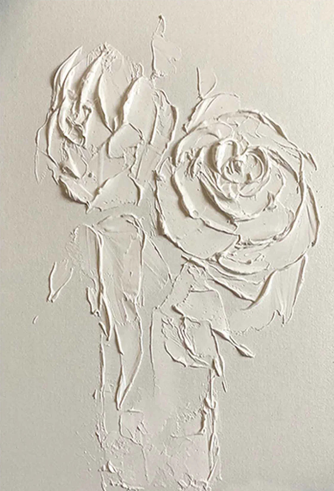 White Flower Plaster Art Painting hand-painted #HM1852