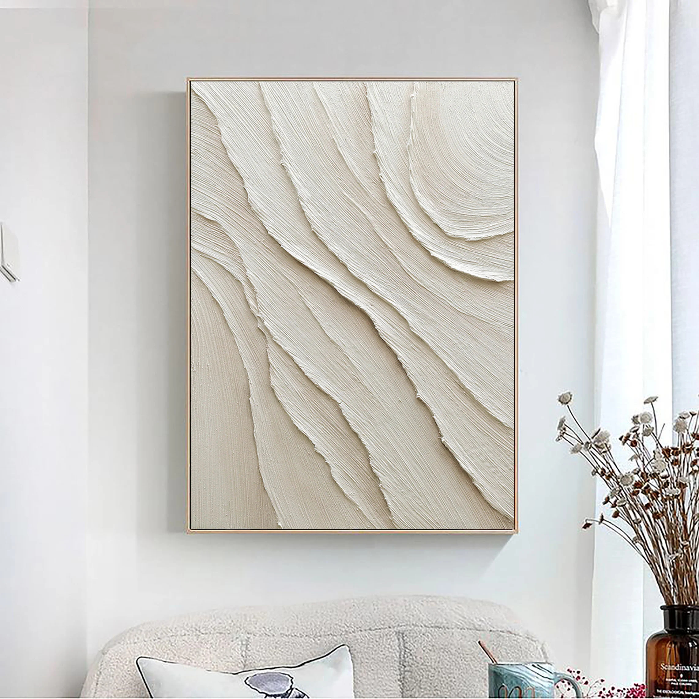 White Minimalist Plaster Art Painting hand-painted #HM1851