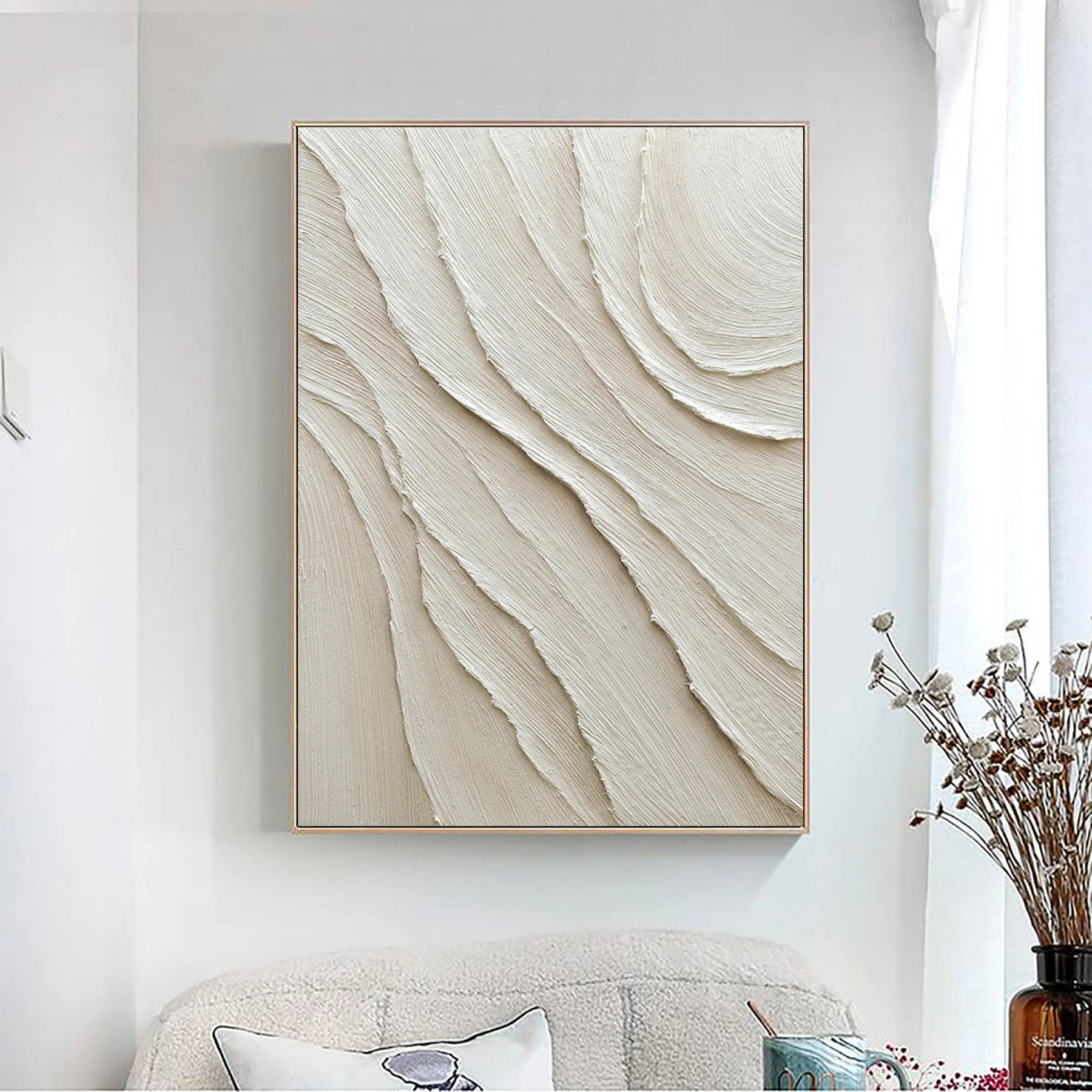White Minimalist Plaster Art Painting hand-painted #HM1851