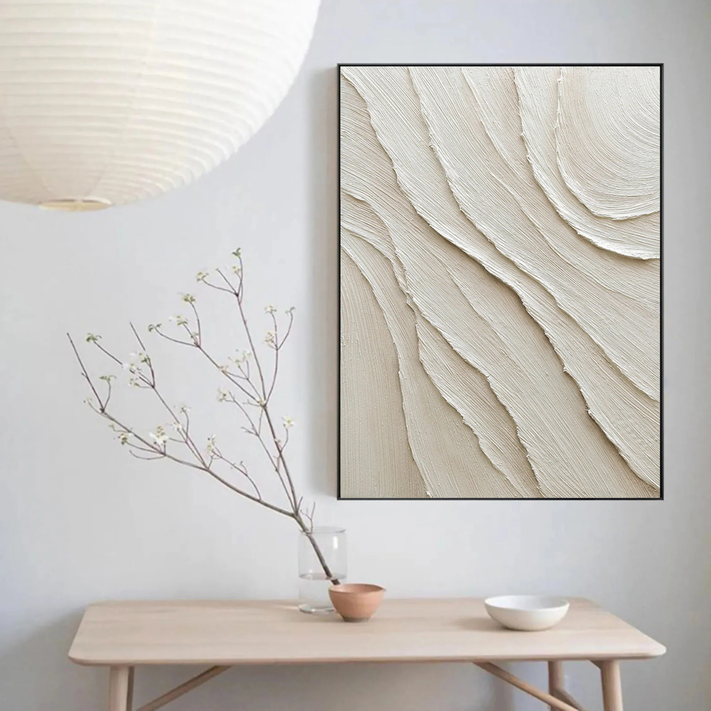 White Minimalist Plaster Art Painting hand-painted #HM1851