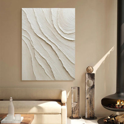 White Minimalist Plaster Art Painting hand-painted #HM1851