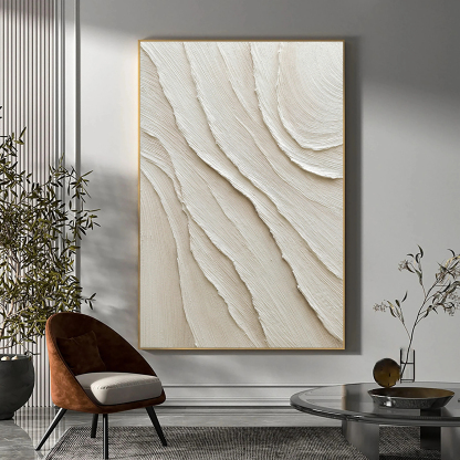 White Minimalist Plaster Art Painting hand-painted #HM1851