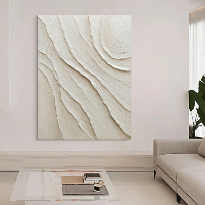 White Minimalist Plaster Art Painting hand-painted #HM1851