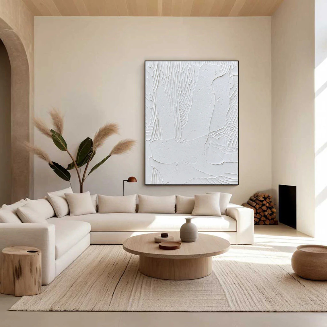 White Minimalist Plaster Art Painting hand-painted #HM1850