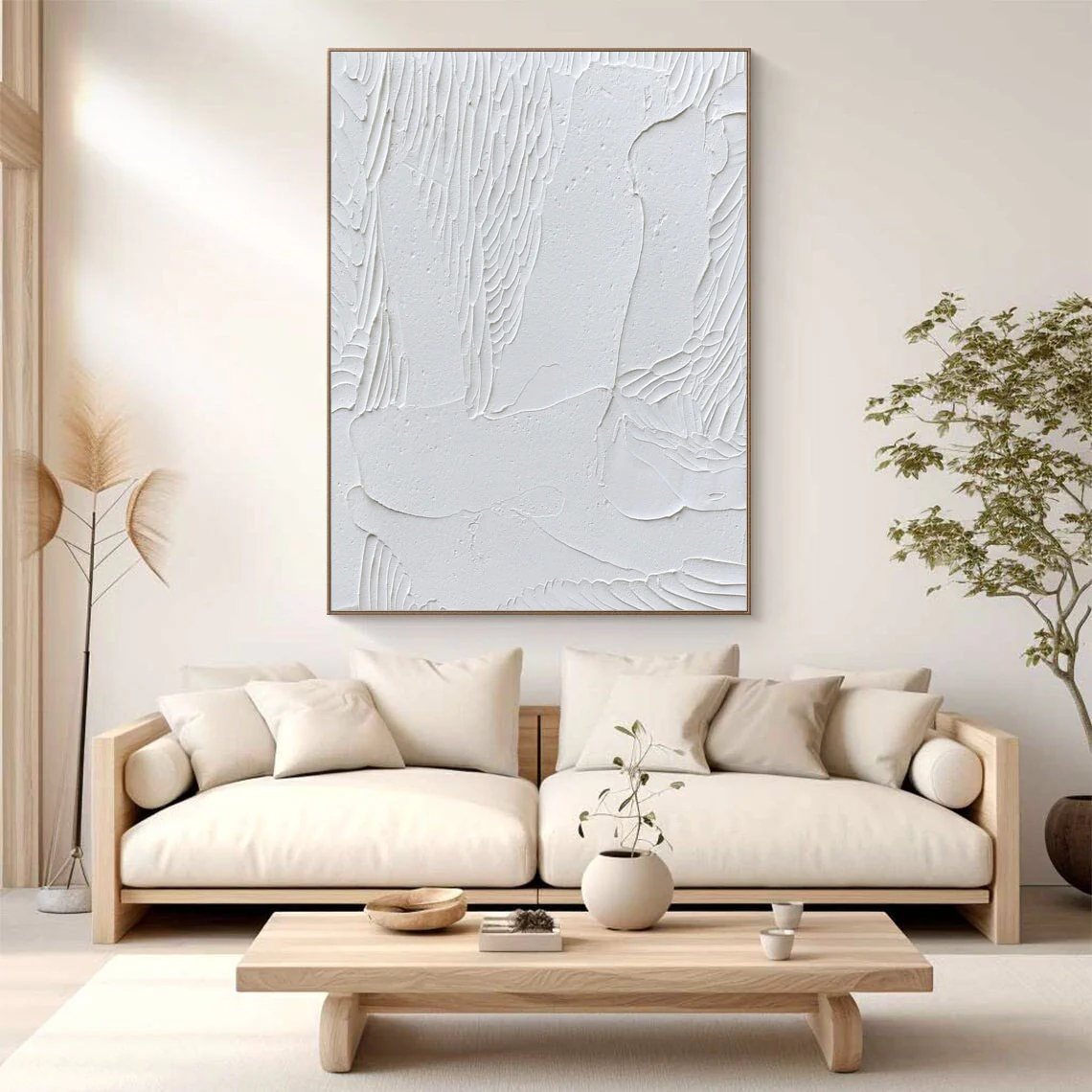 White Minimalist Plaster Art Painting hand-painted #HM1850
