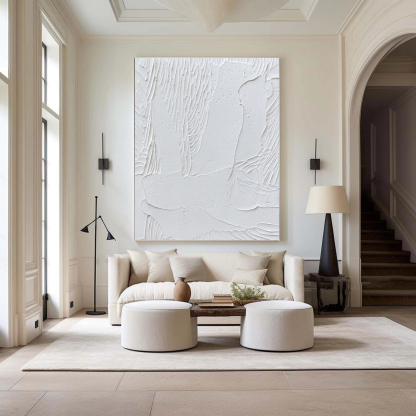 White Minimalist Plaster Art Painting hand-painted #HM1850