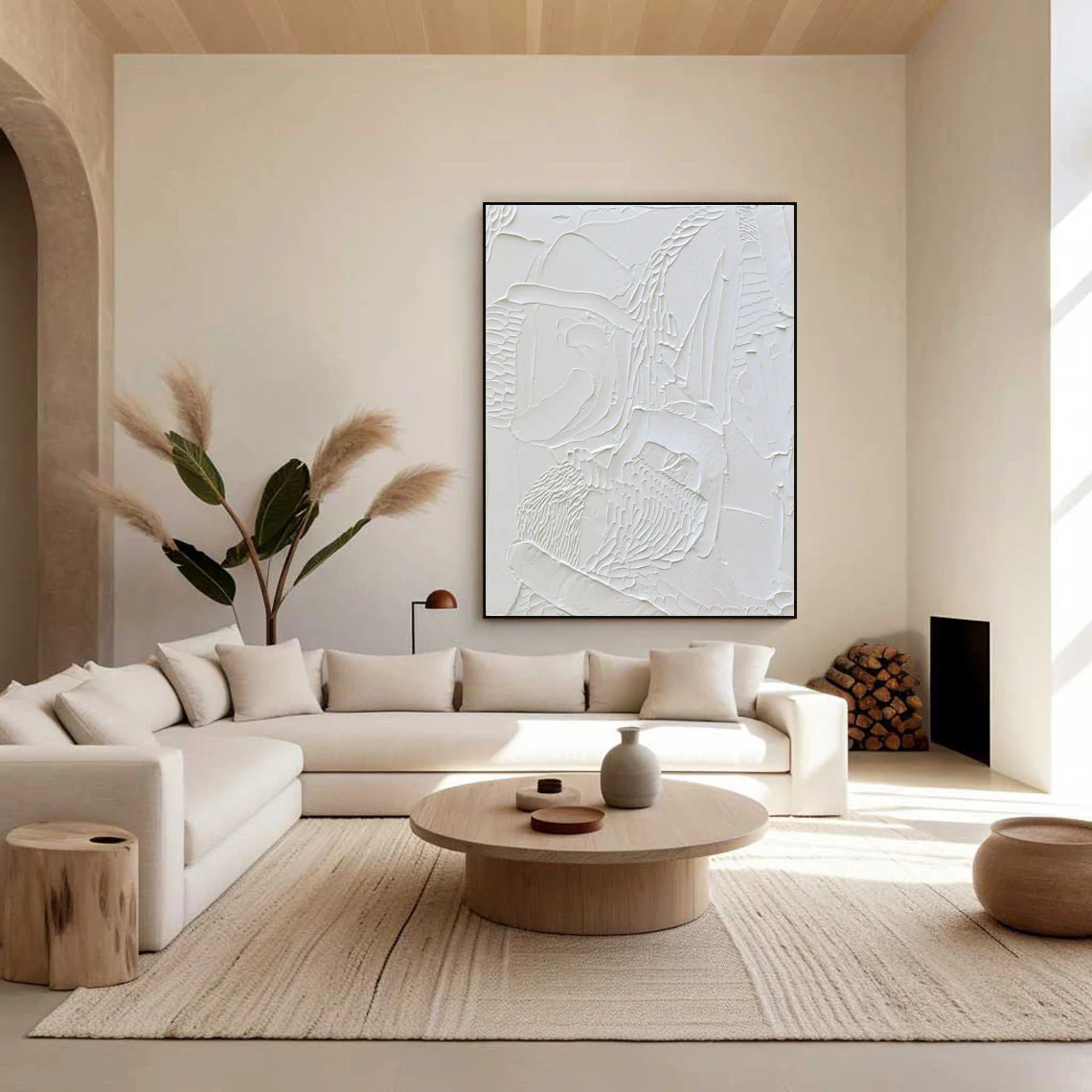 White Minimalist Plaster Art Painting hand-painted #HM1849