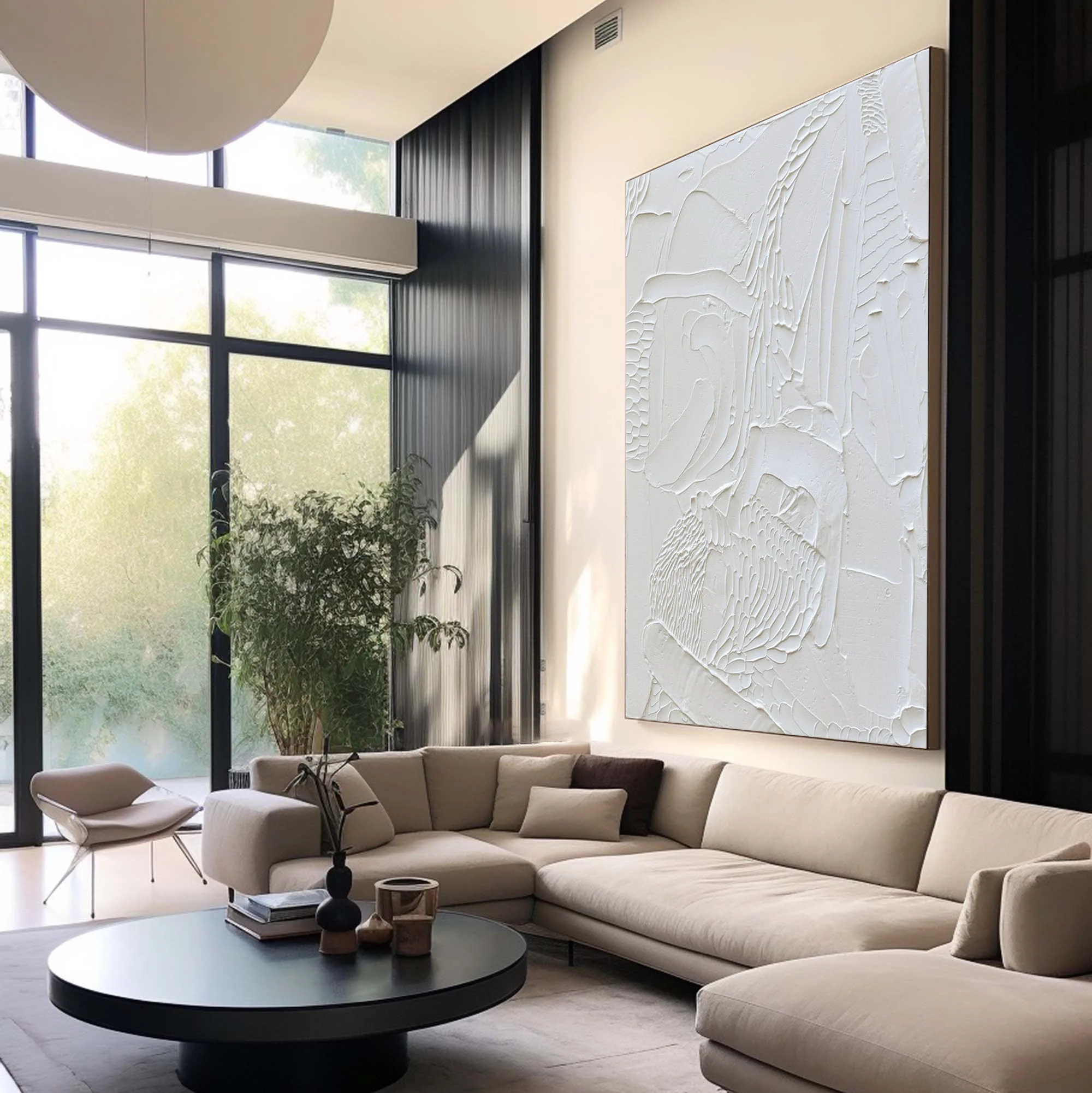 White Minimalist Plaster Art Painting hand-painted #HM1849