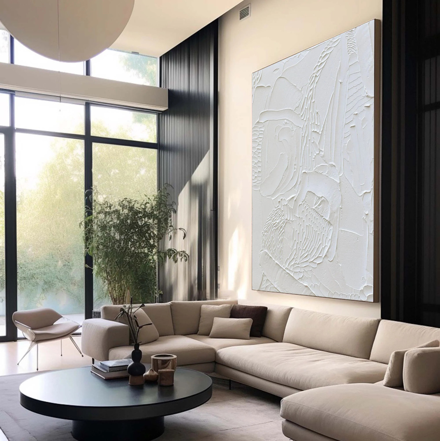 White Minimalist Plaster Art Painting hand-painted #HM1849
