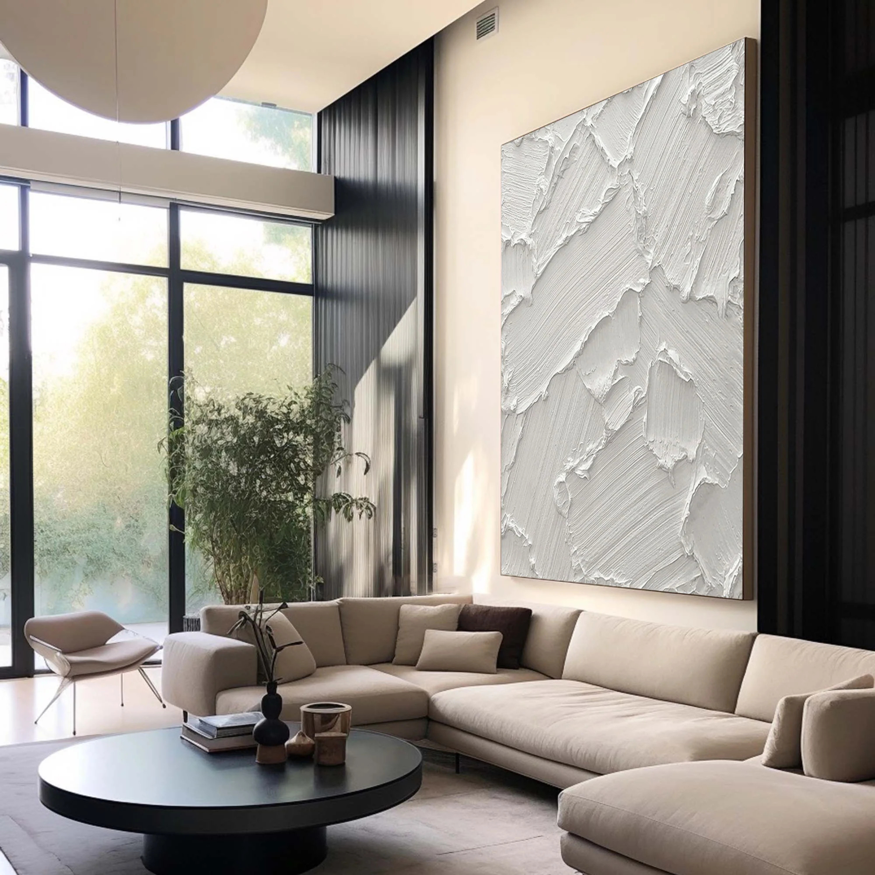 White Minimalist Plaster Art Painting hand-painted #HM1848