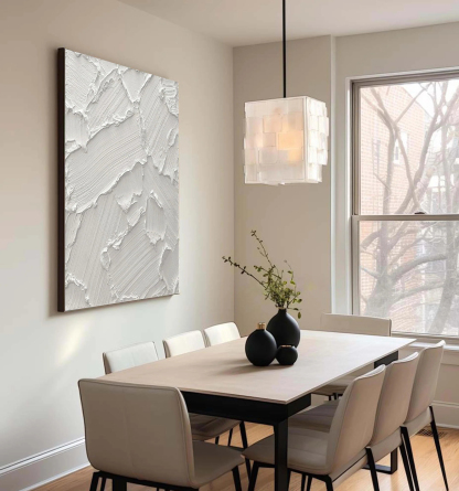 White Minimalist Plaster Art Painting hand-painted #HM1848