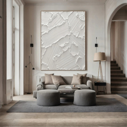 White Minimalist Plaster Art Painting hand-painted #HM1848