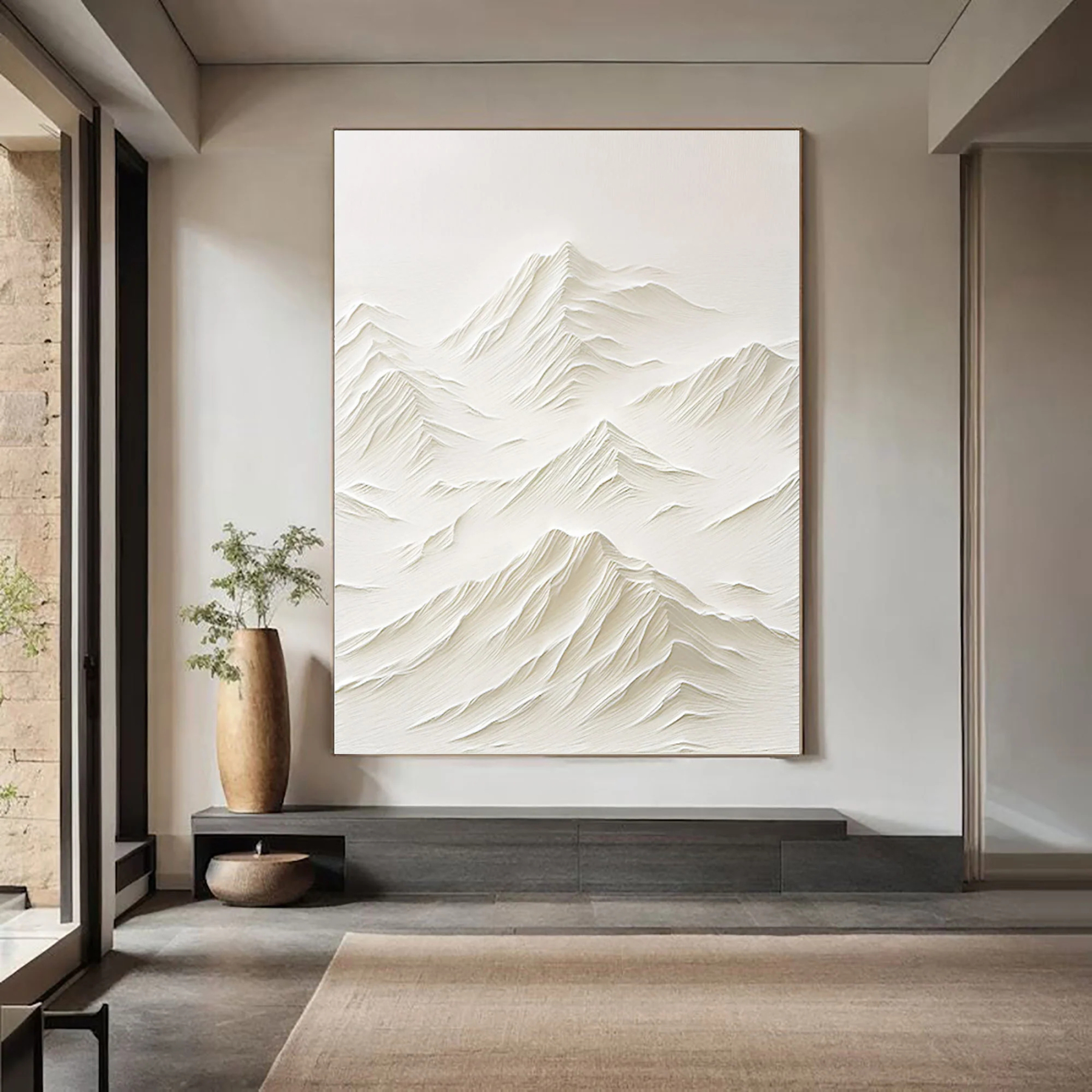 White Minimalist Plaster Art Painting hand-painted #HM1847