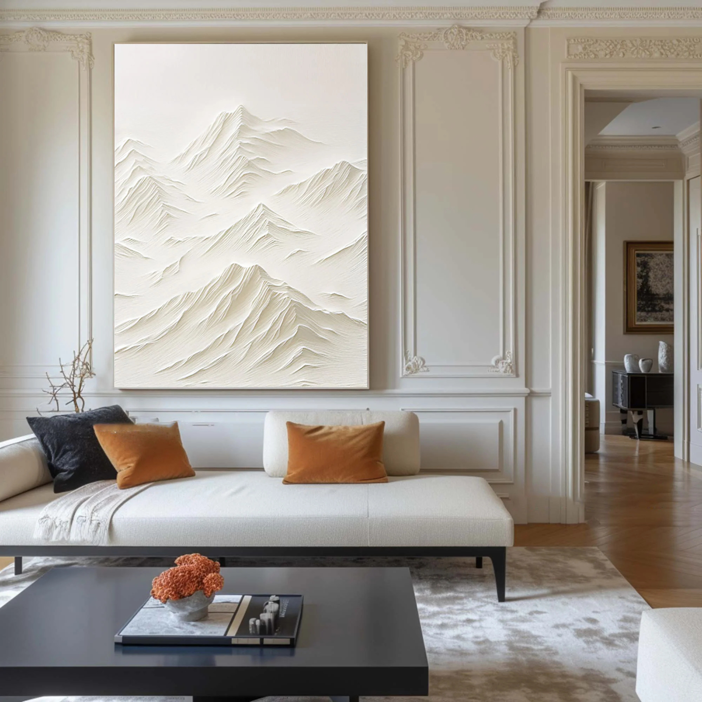 White Minimalist Plaster Art Painting hand-painted #HM1847