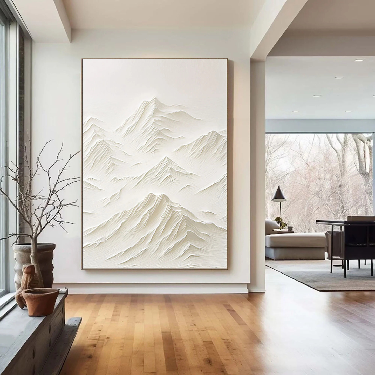 White Minimalist Plaster Art Painting hand-painted #HM1847