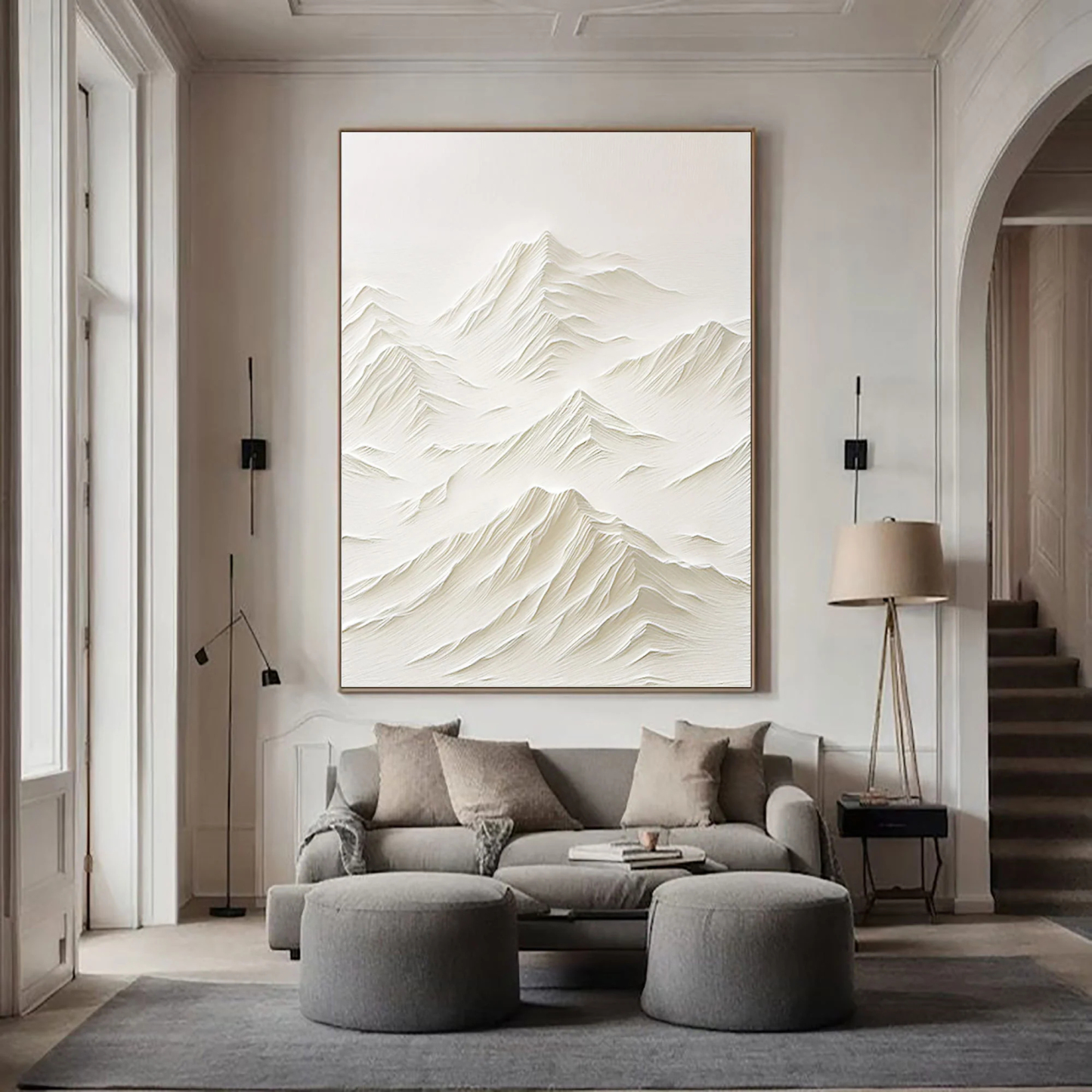 White Minimalist Plaster Art Painting hand-painted #HM1847